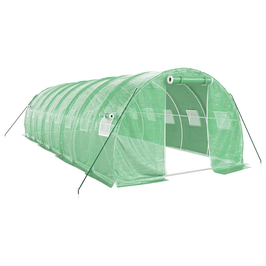 zöld acélvázas melegház 24 m² 8 x 3 x 2 m