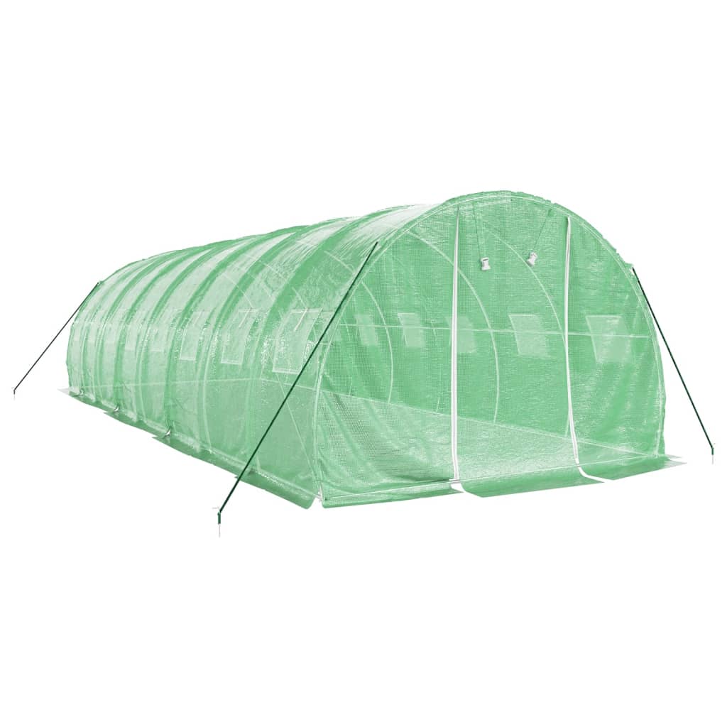 zöld acélvázas melegház 24 m² 8 x 3 x 2 m