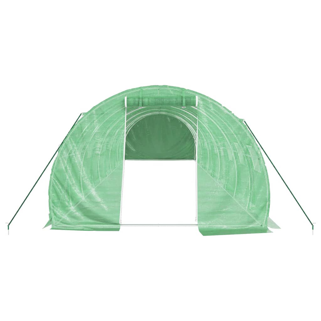 zöld acélvázas melegház 30 m² 10 x 3 x 2 m