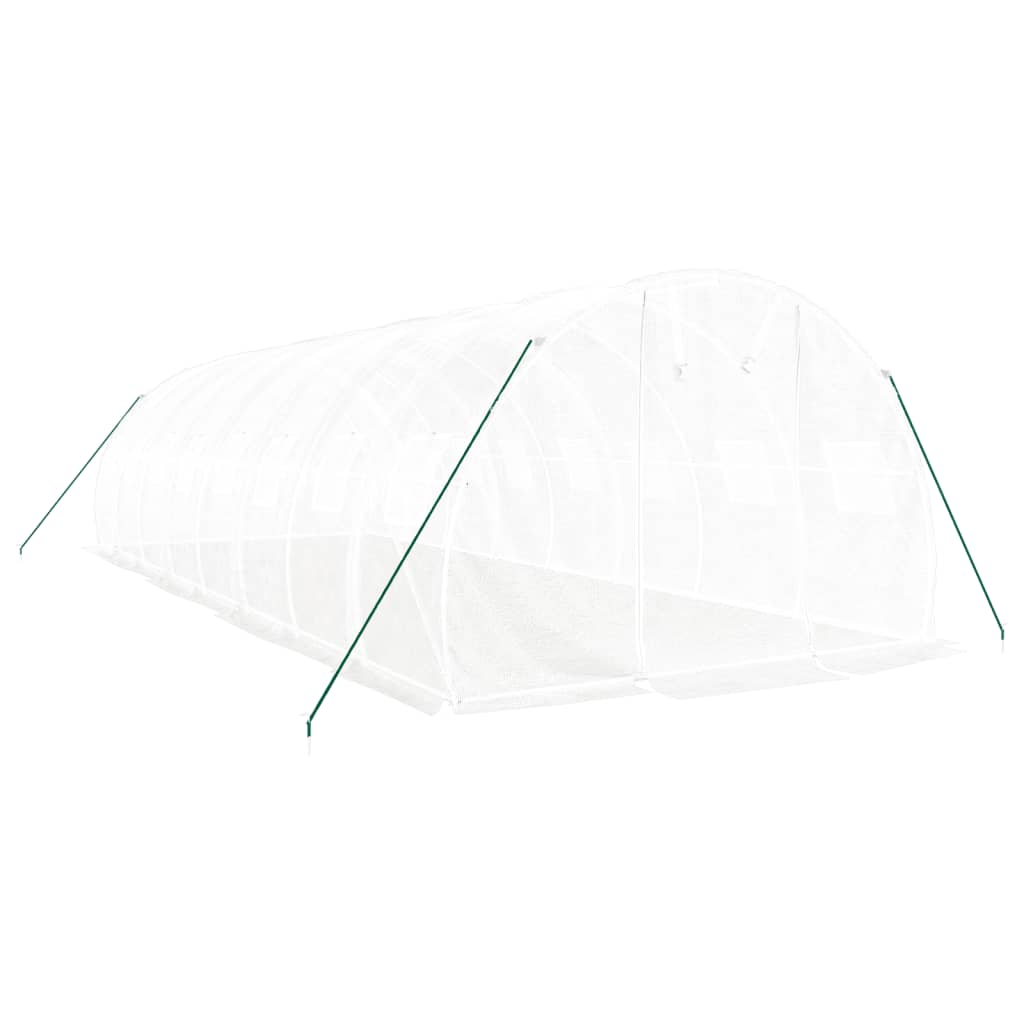 fehér acélvázas melegház 24 m² 8x3x2 m