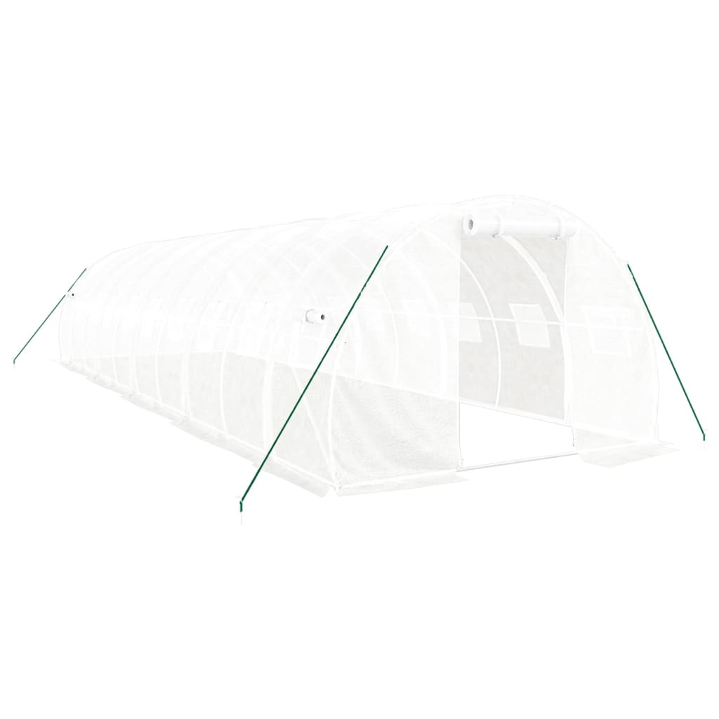 fehér acélvázas melegház 30 m² 10x3x2 m