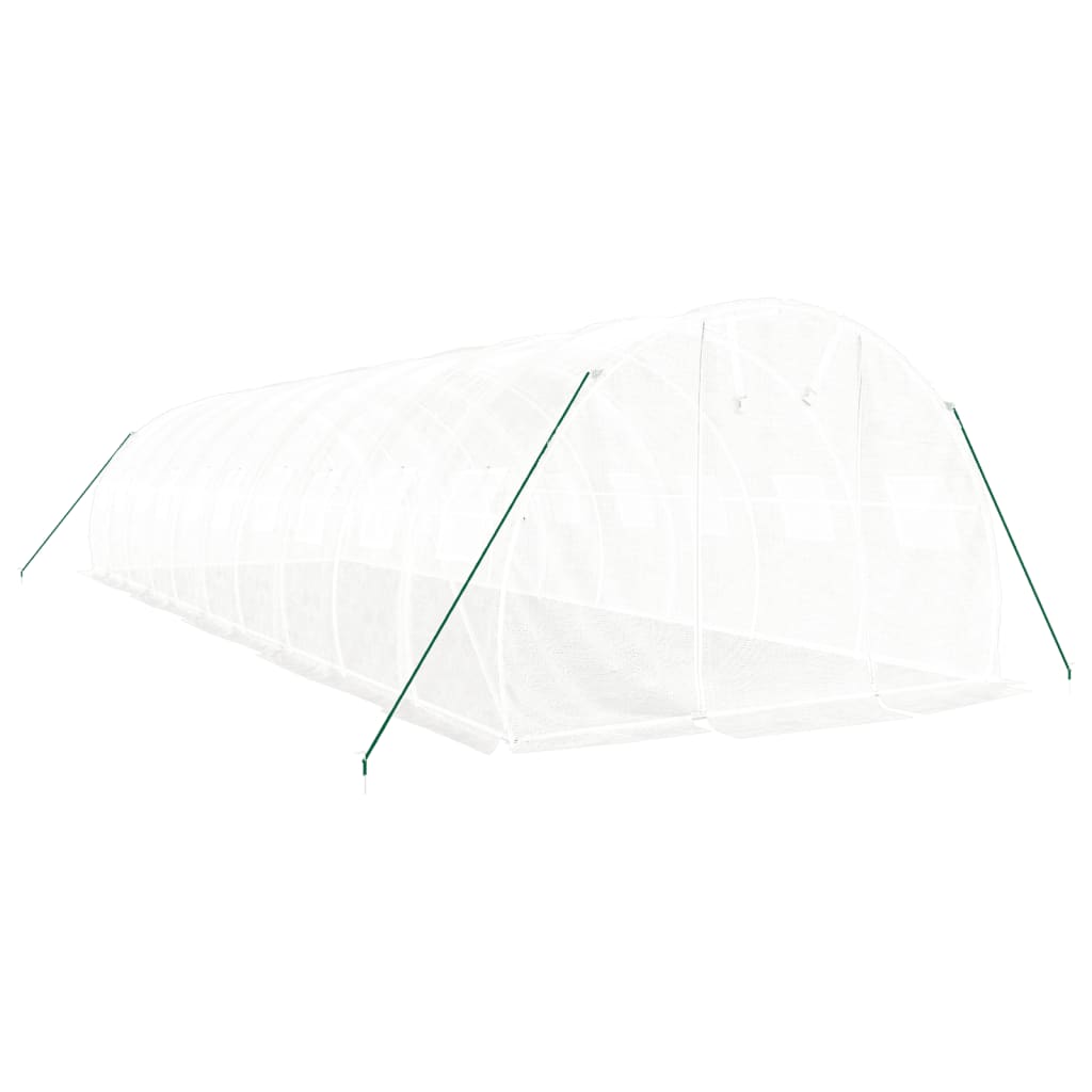 fehér acélvázas melegház 30 m² 10x3x2 m