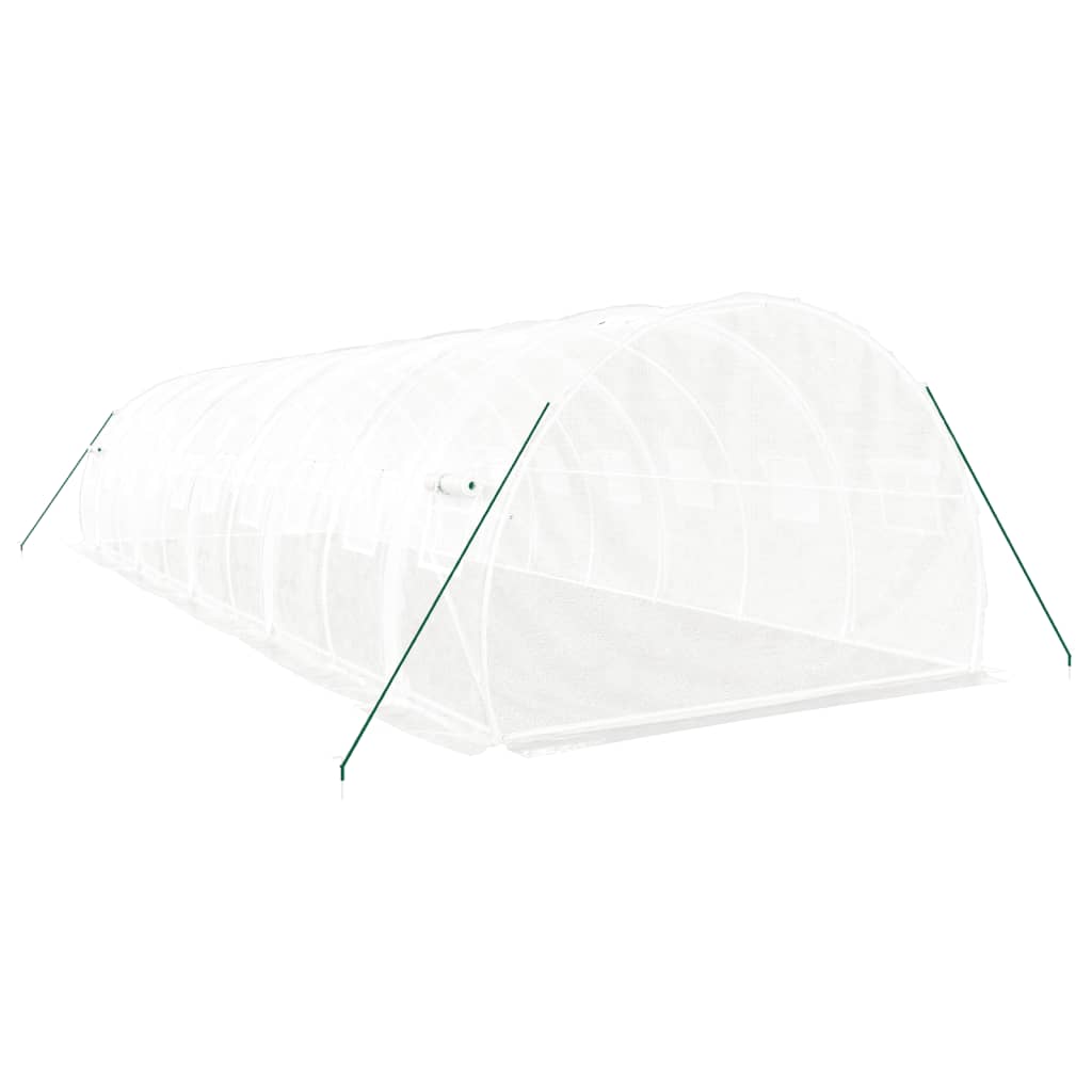 fehér acélvázas melegház 30 m² 10x3x2 m