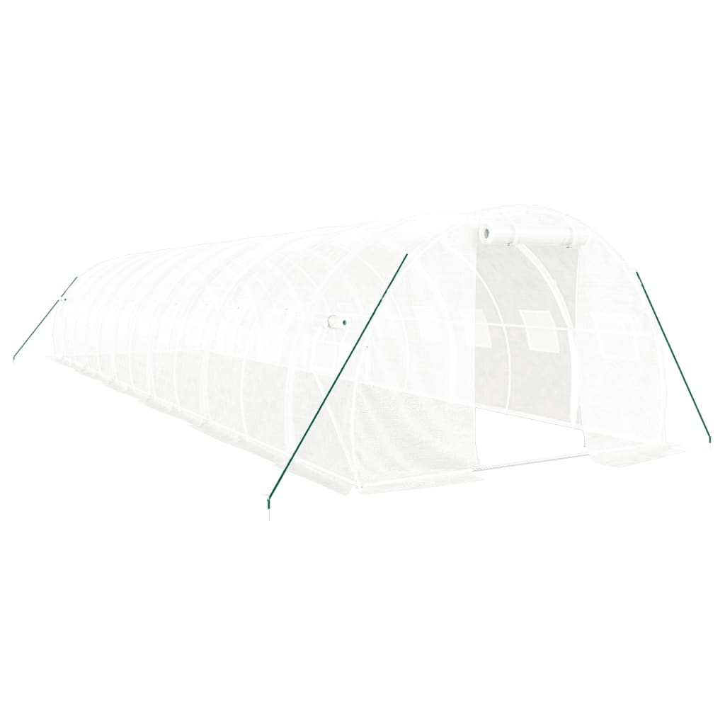 fehér acélvázas melegház 36 m² 12 x 3 x 2 m