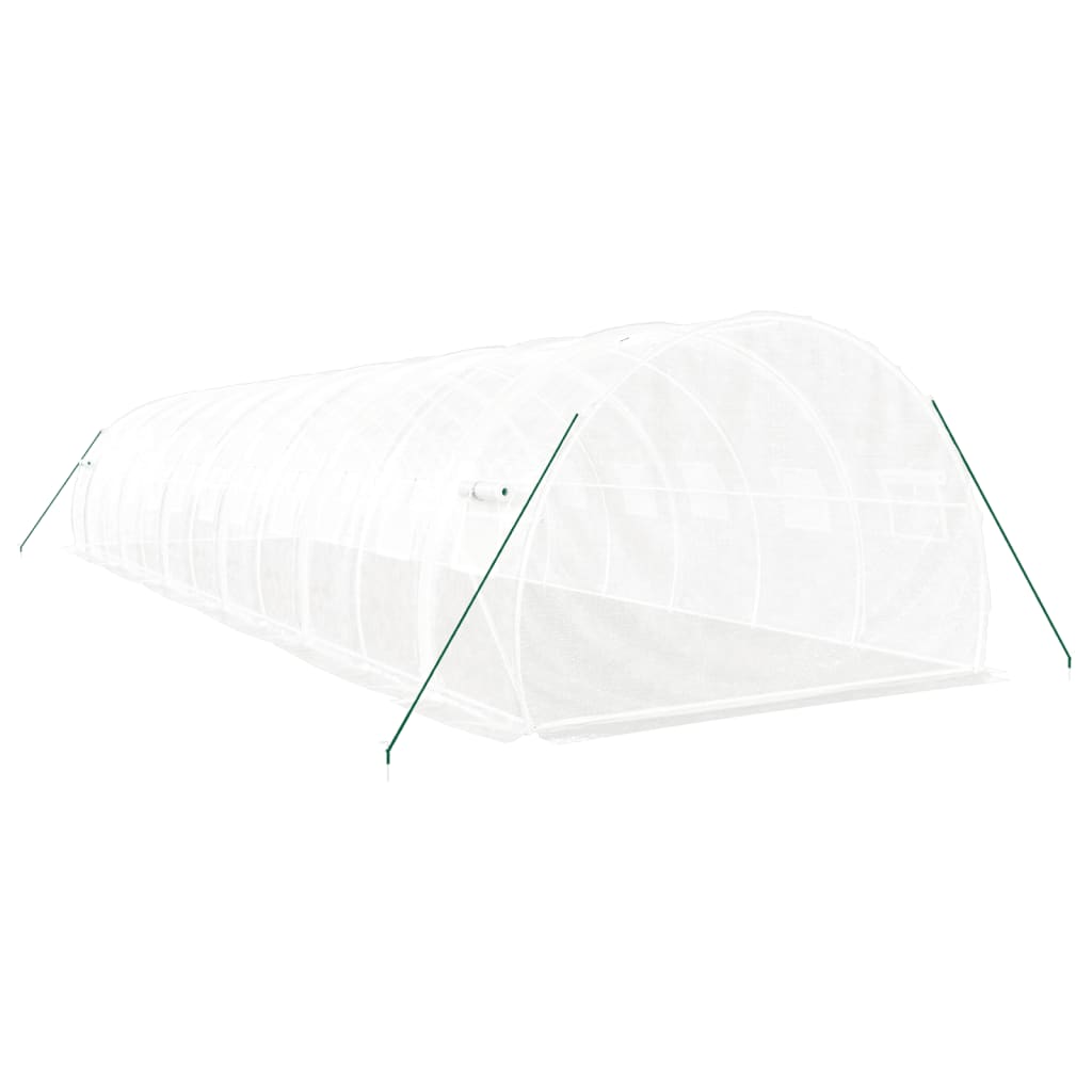 fehér acélvázas melegház 36 m² 12 x 3 x 2 m