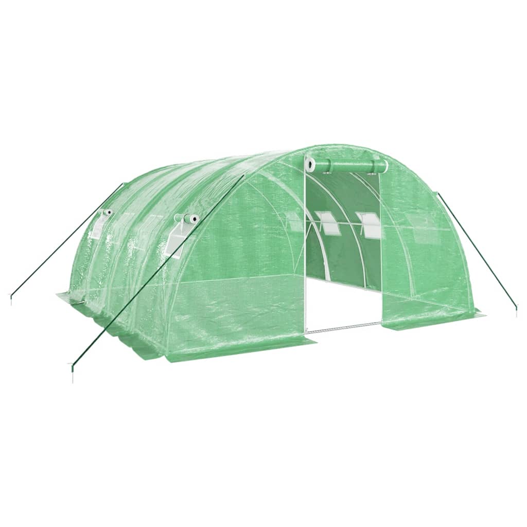 zöld acélvázas melegház 16 m² 4 x 4 x 2 m