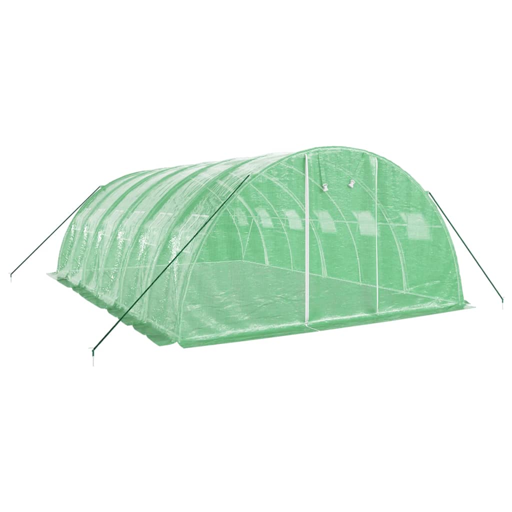 zöld acélvázas melegház 24 m² 6 x 4 x 2 m