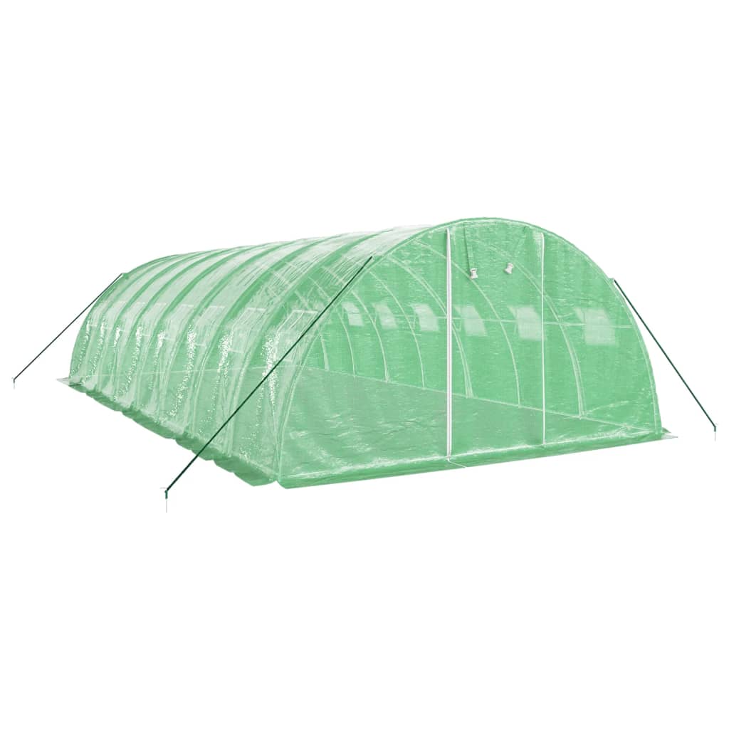 zöld acélvázas melegház 32 m² 8 x 4 x 2 m