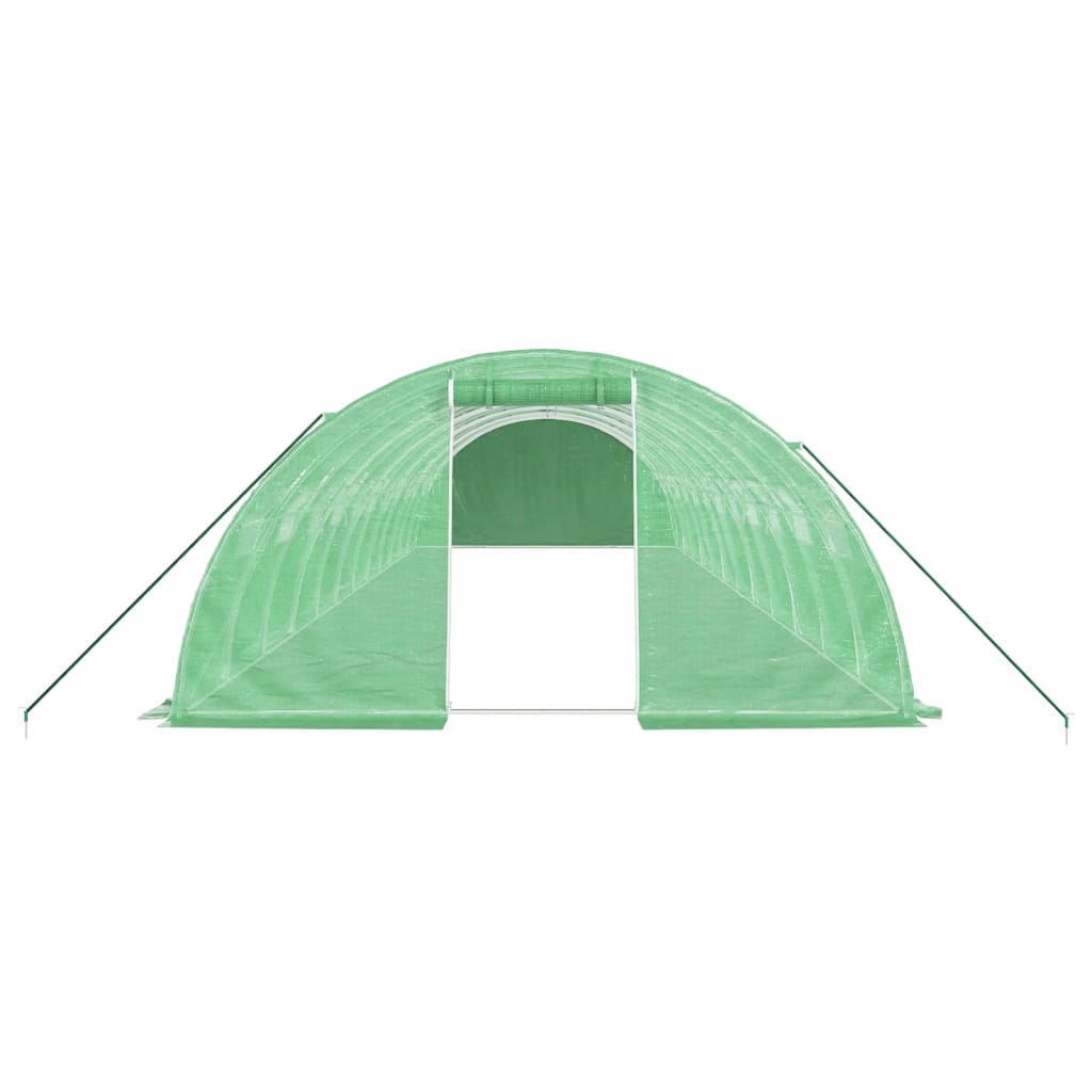 zöld acélvázas melegház 48 m² 12 x 4 x 2 m