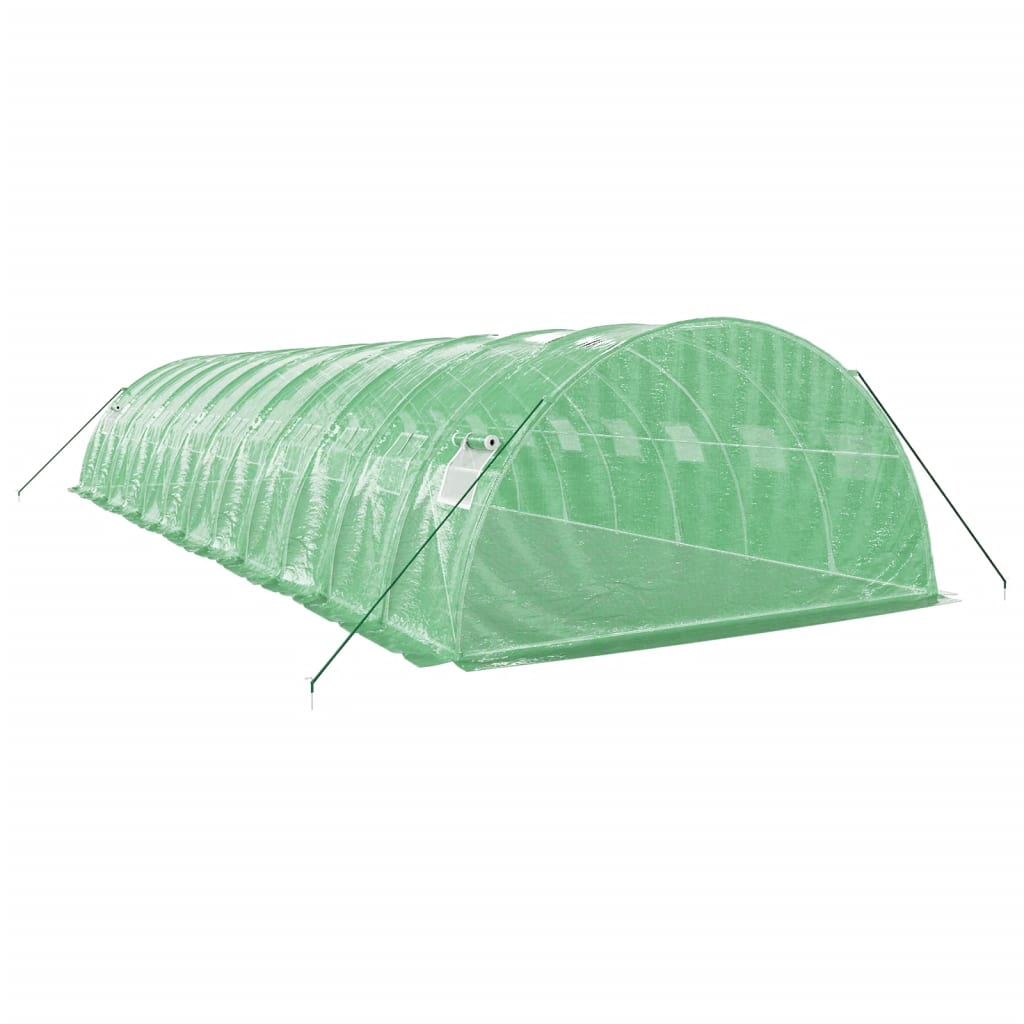 zöld acélvázas melegház 48 m² 12 x 4 x 2 m