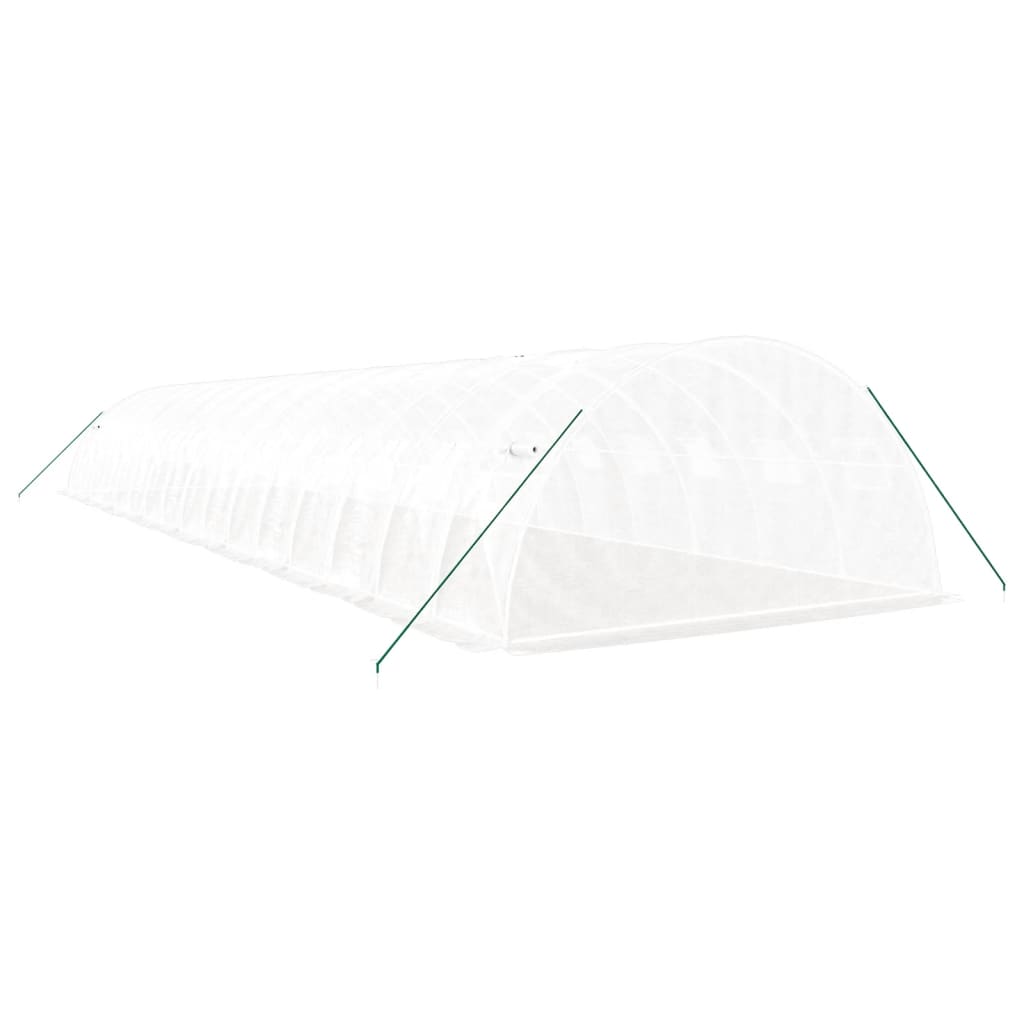 fehér acélvázas melegház 64 m² 16 x 4 x 2 m