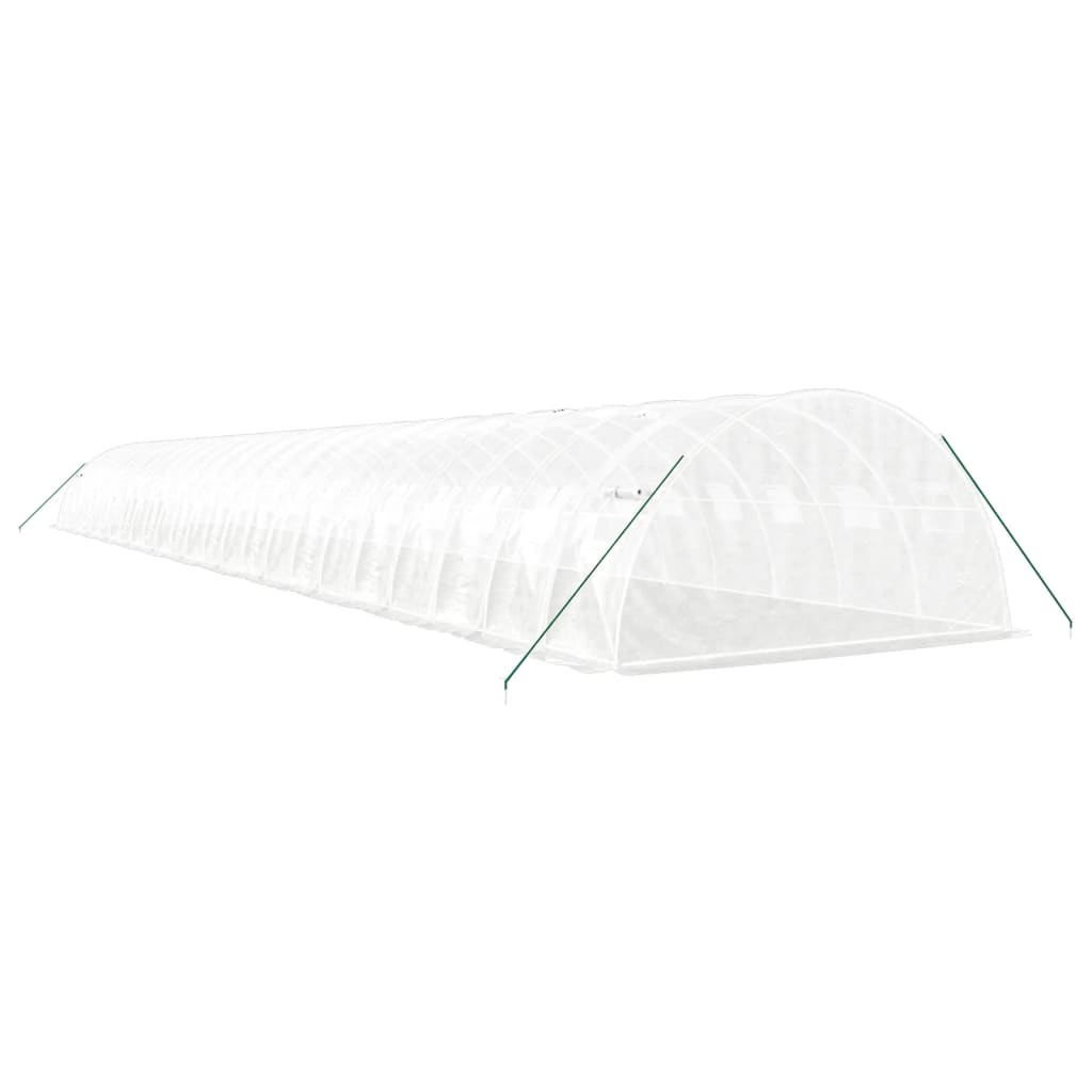fehér acélvázas melegház 96 m² 24 x 4 x 2 m