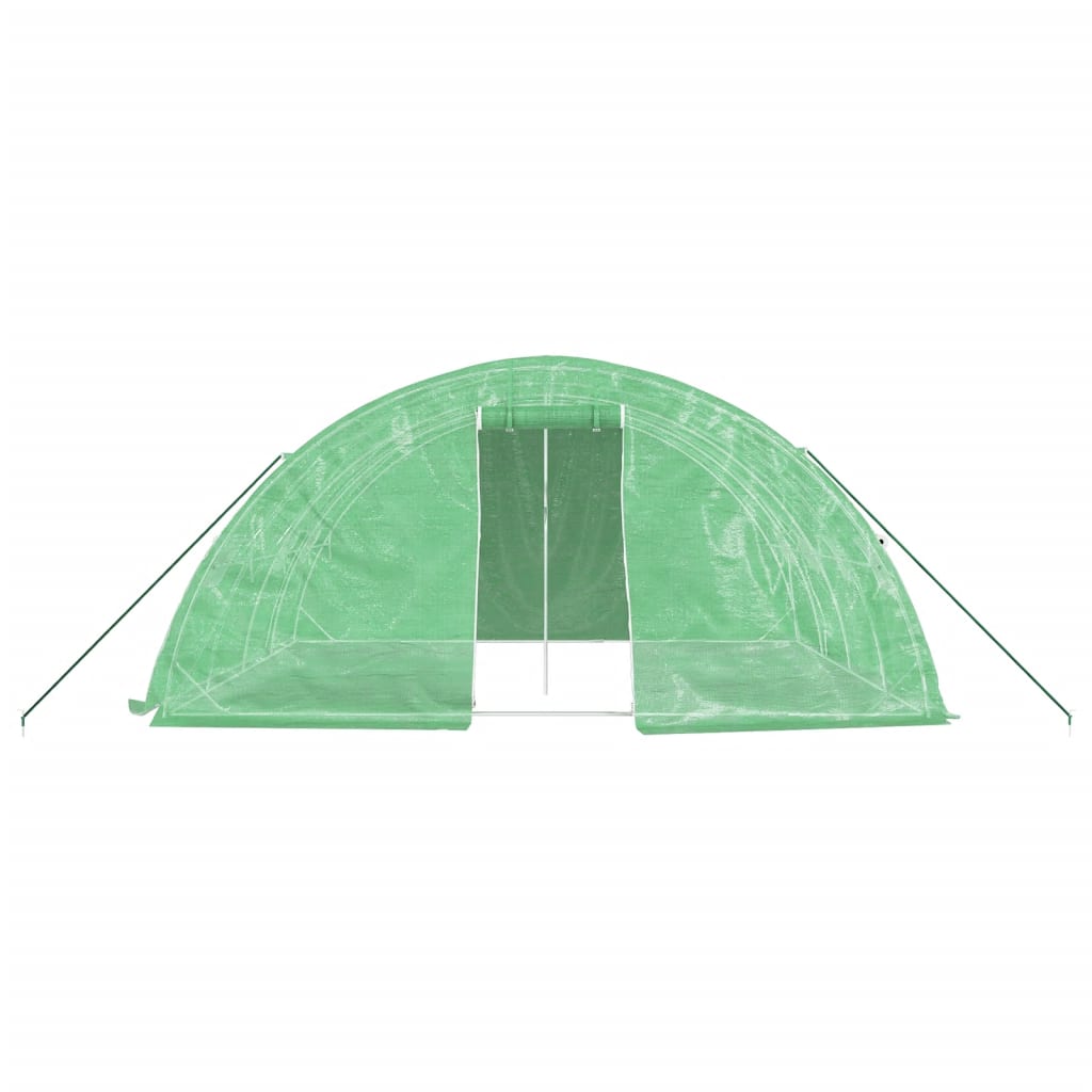 zöld acélvázas melegház 20 m² 5 x 4 x 2,3 m