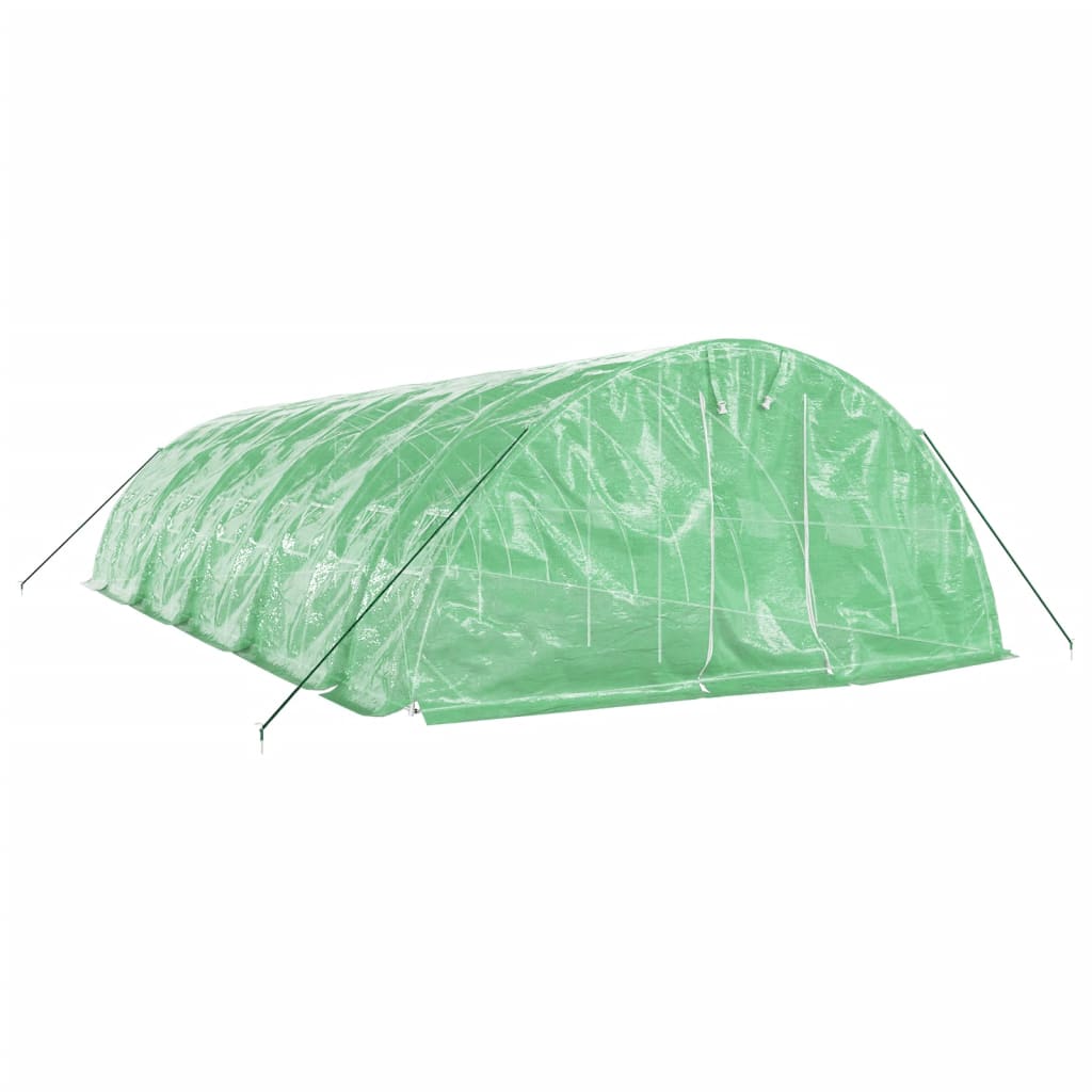 zöld acélvázas melegház 50 m² 10 x 5 x 2,3 m