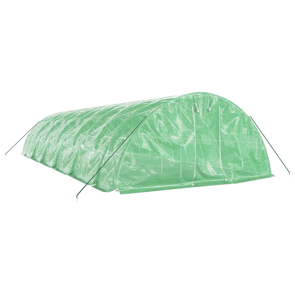 zöld acélvázas melegház 60 m² 12 x 5 x 2,3 m