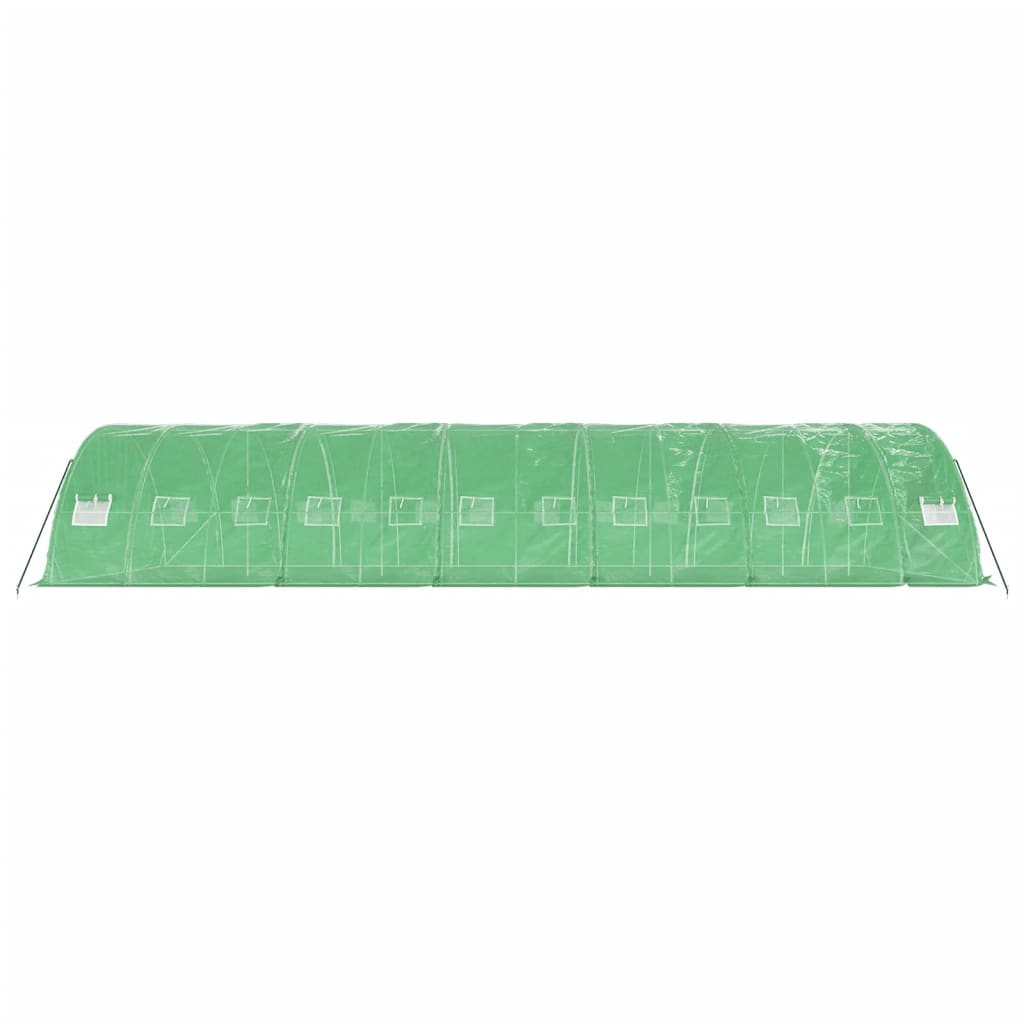 zöld acélvázas melegház 60 m² 12 x 5 x 2,3 m