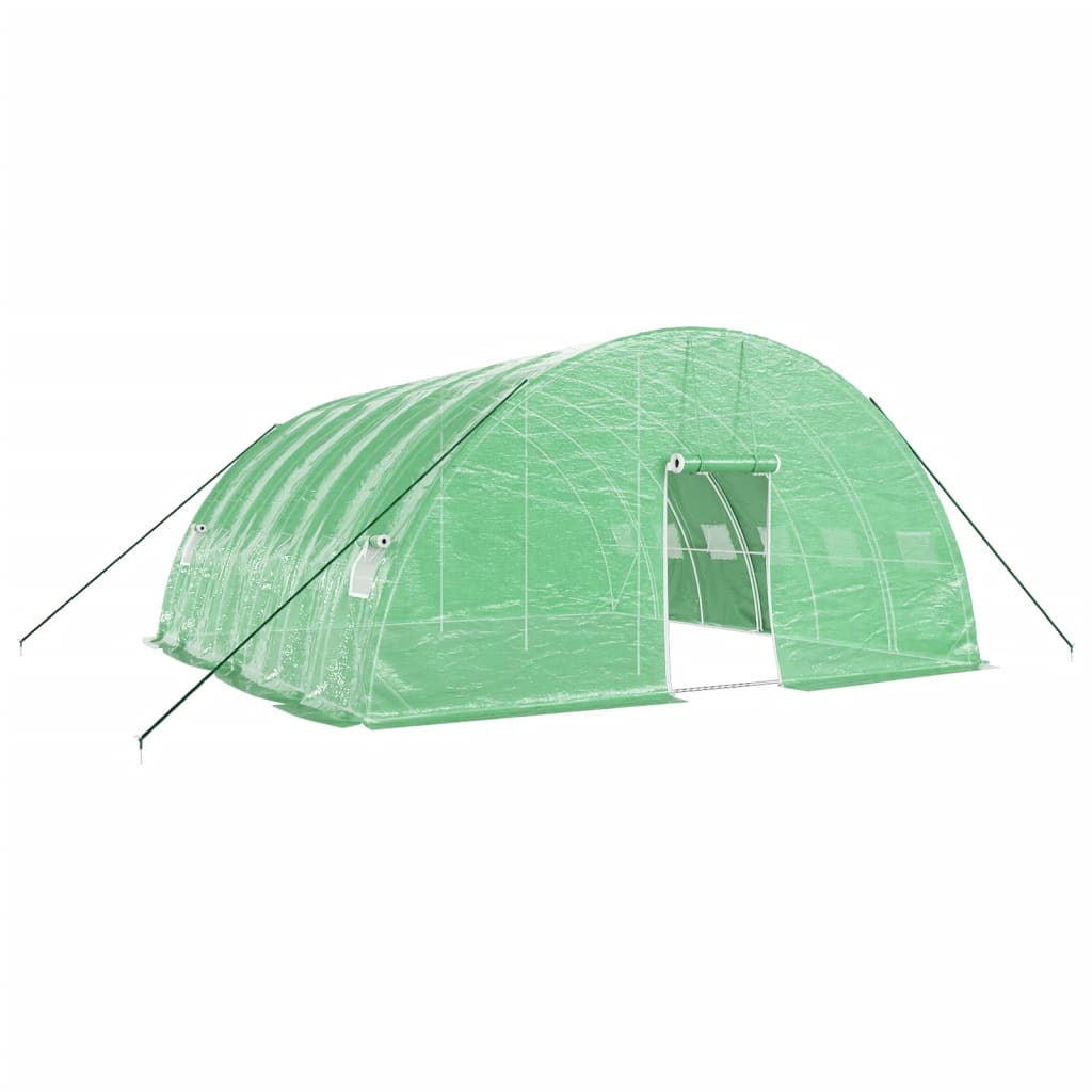 zöld acélvázas melegház 36 m² 6 x 6 x 2,85 m