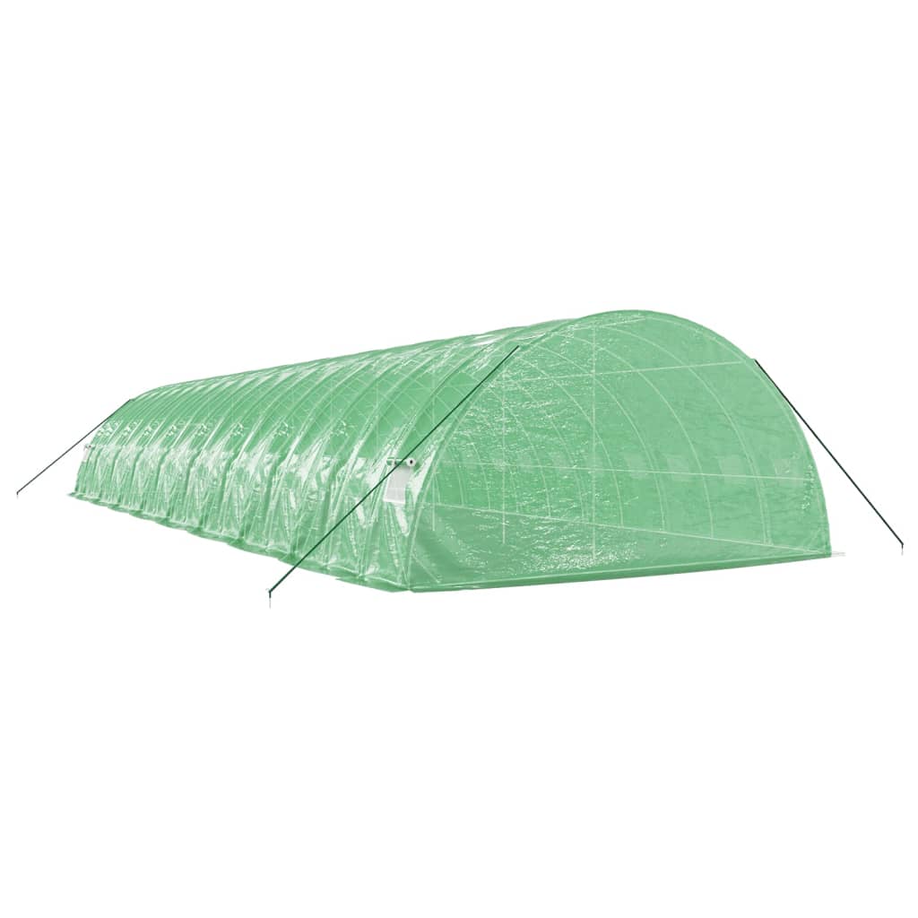 zöld acélvázas melegház 108 m² 18 x 6 x 2,85 m
