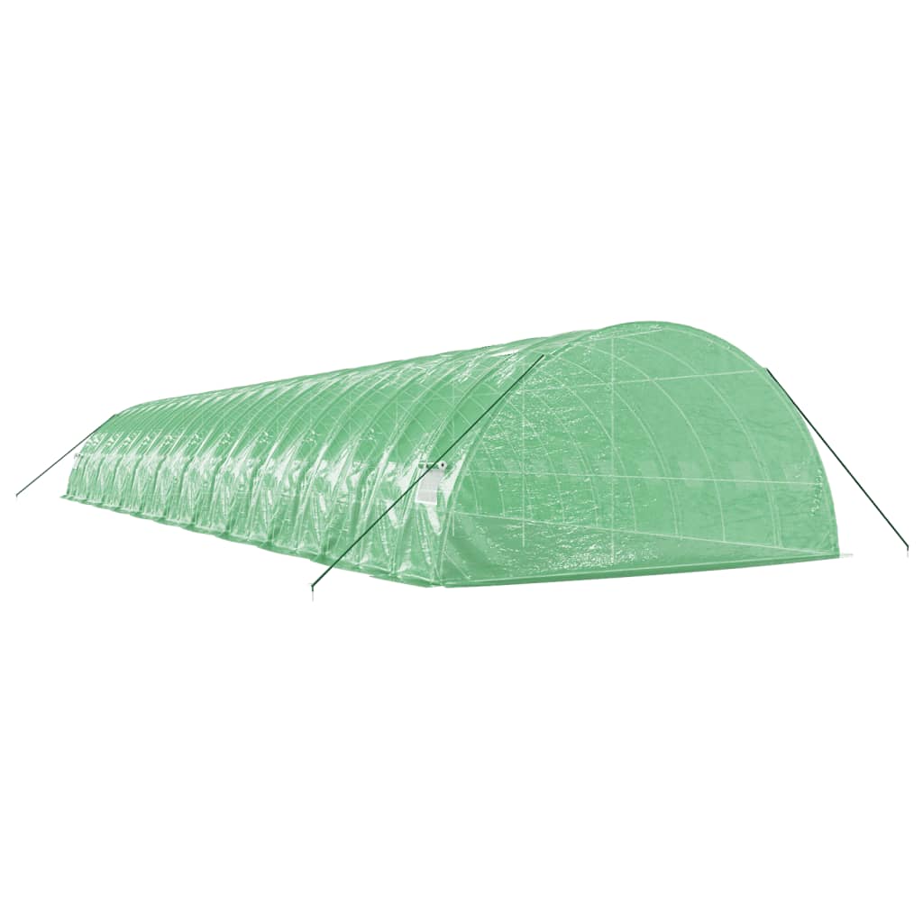 zöld acélvázas melegház 132 m² 22 x 6 x 2,85 m