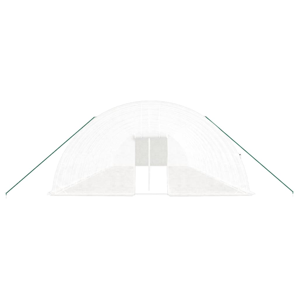 fehér acélvázas melegház 96 m² 16 x 6 x 2,85 m