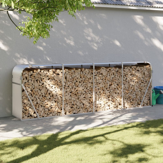 ezüstszínű horganyzott acél rönktartó 300 x 45 x 100 cm