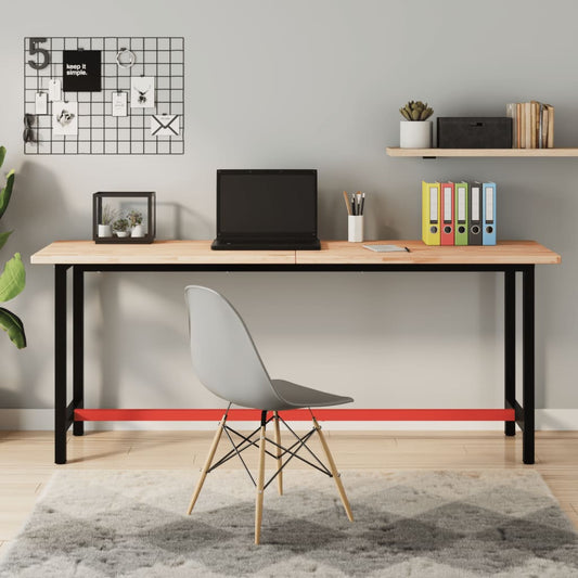 tömör bükkfa és fém munkaasztallap 180x55x81,5 cm