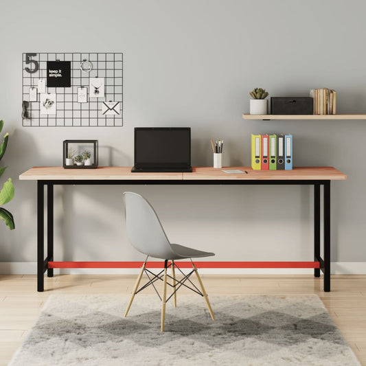 tömör bükkfa és fém munkaasztallap 200x55x81,5 cm