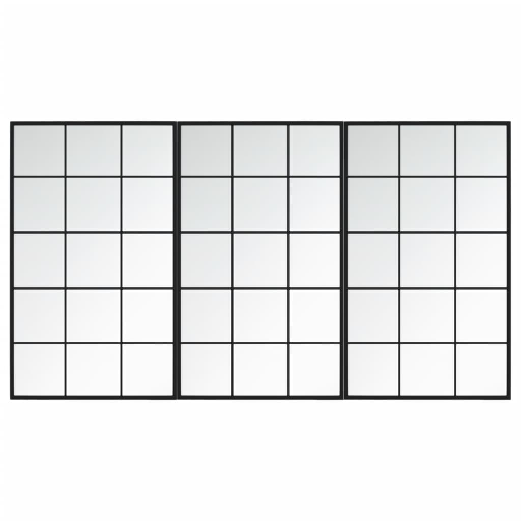 3 db fekete fém fali tükör 100x60 cm