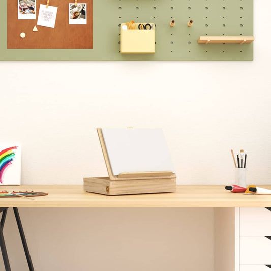 tömör fenyőfa asztali festőállvány fiókkal 33,5 x 25,5 x 7 cm