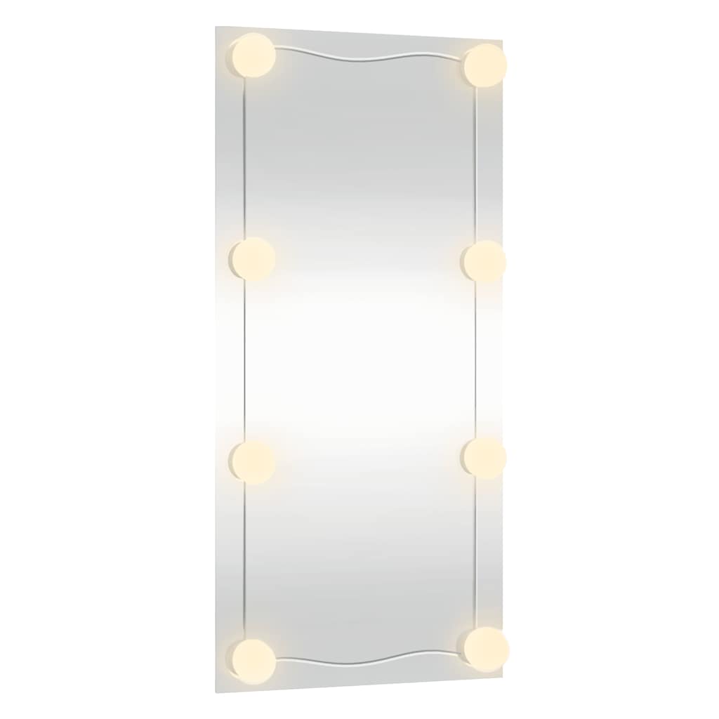 téglalap alakú üveg falitükör LED-lámpákkal 30 x 60 cm