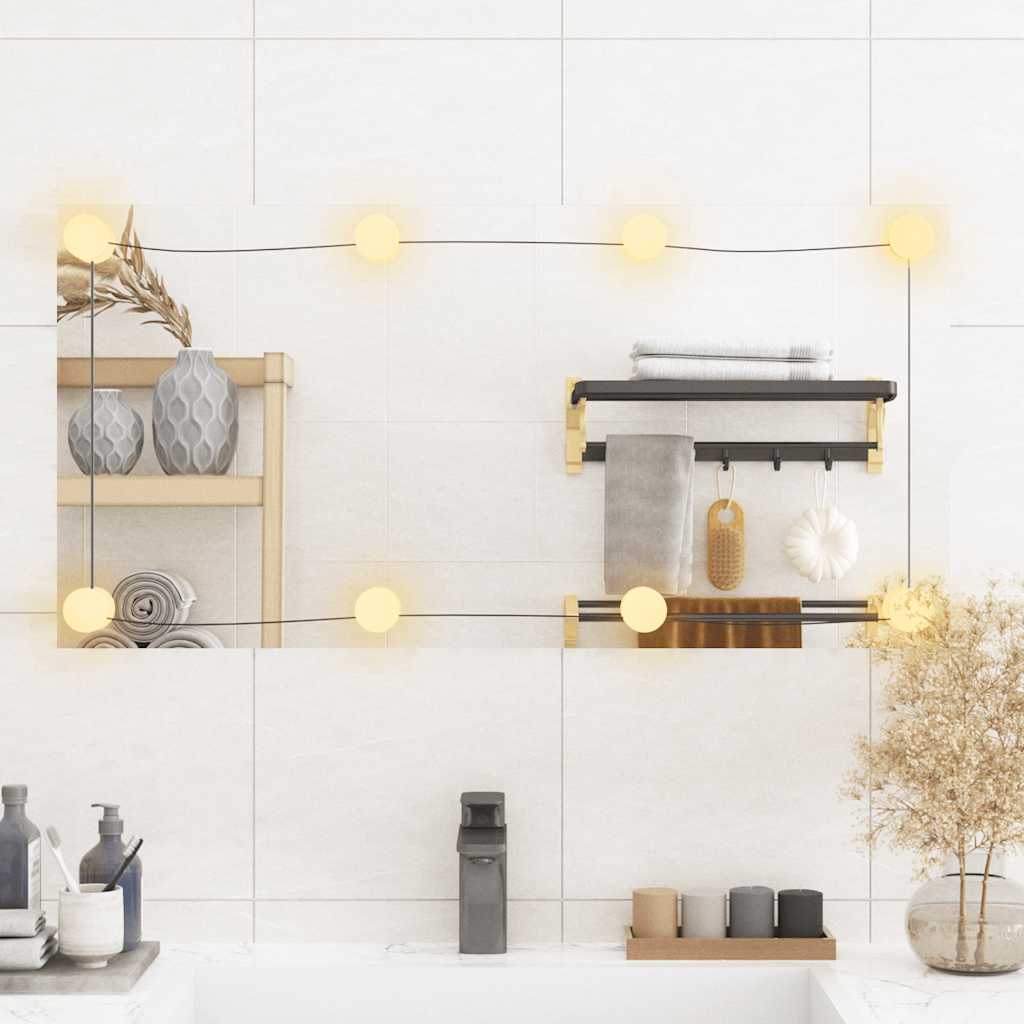 téglalap alakú üveg falitükör LED fényekkel 40 x 80 cm