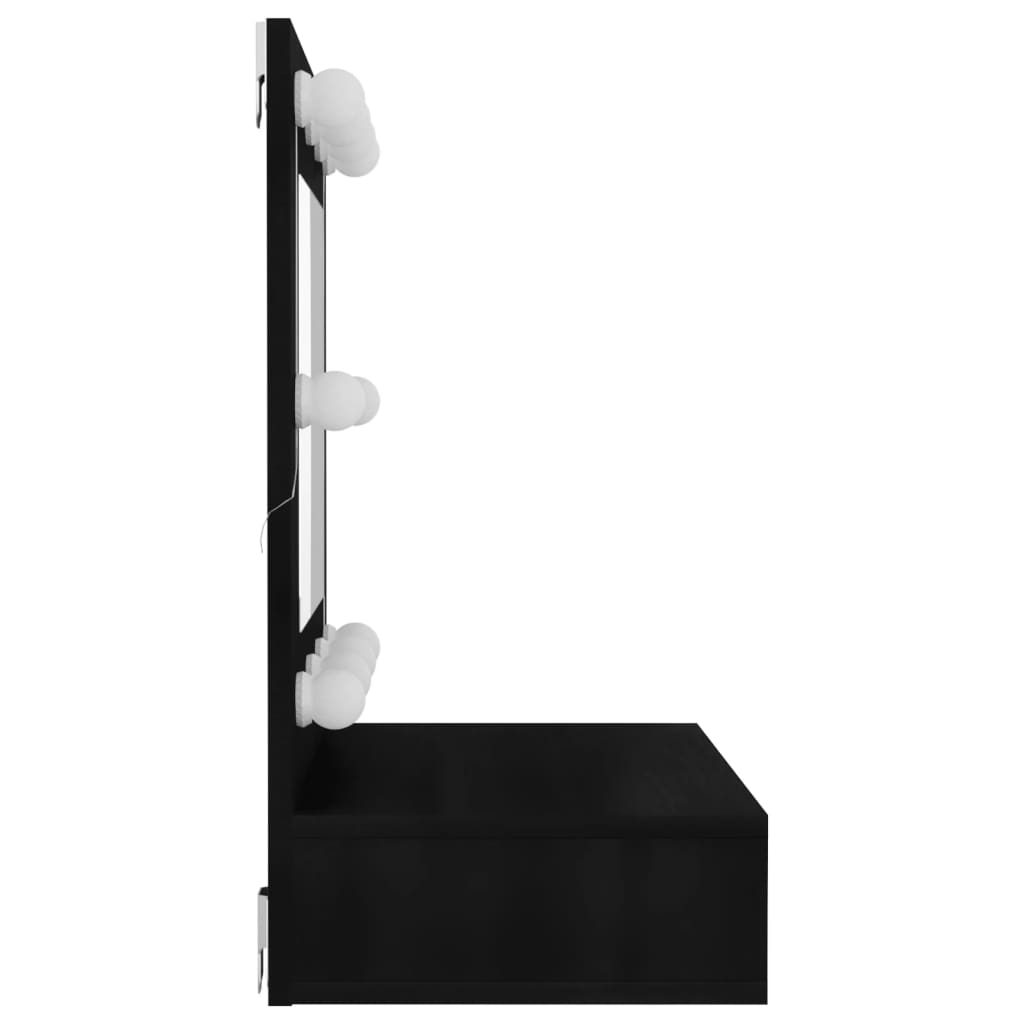 fekete tükrös szekrény LED-ekkel 60 x 31,5 x 62 cm