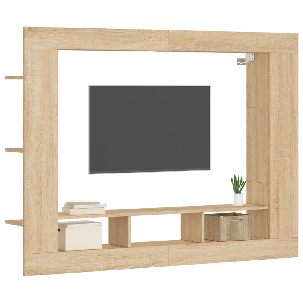 sonoma tölgyszínű szerelt fa TV-szekrény 152x22x113 cm
