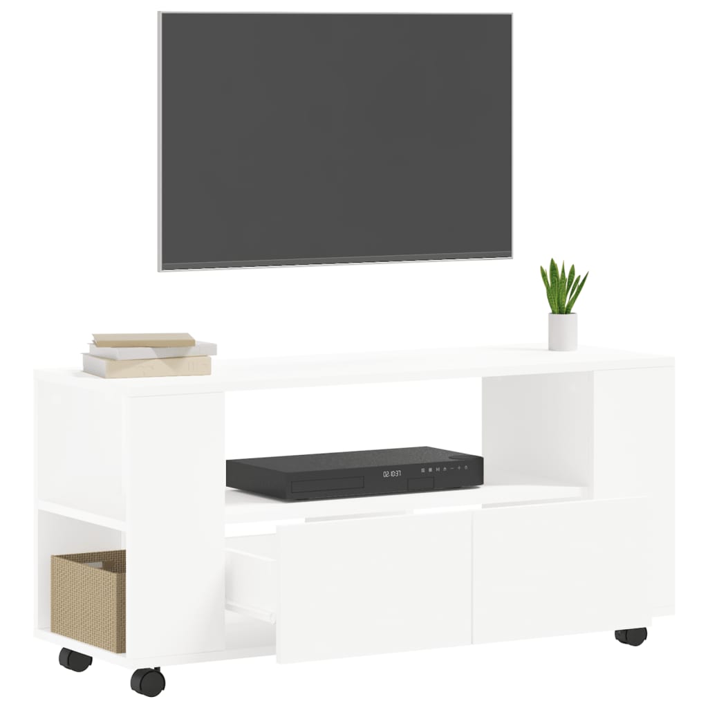 fehér szerelt fa TV-szekrény 102x34,5x43 cm