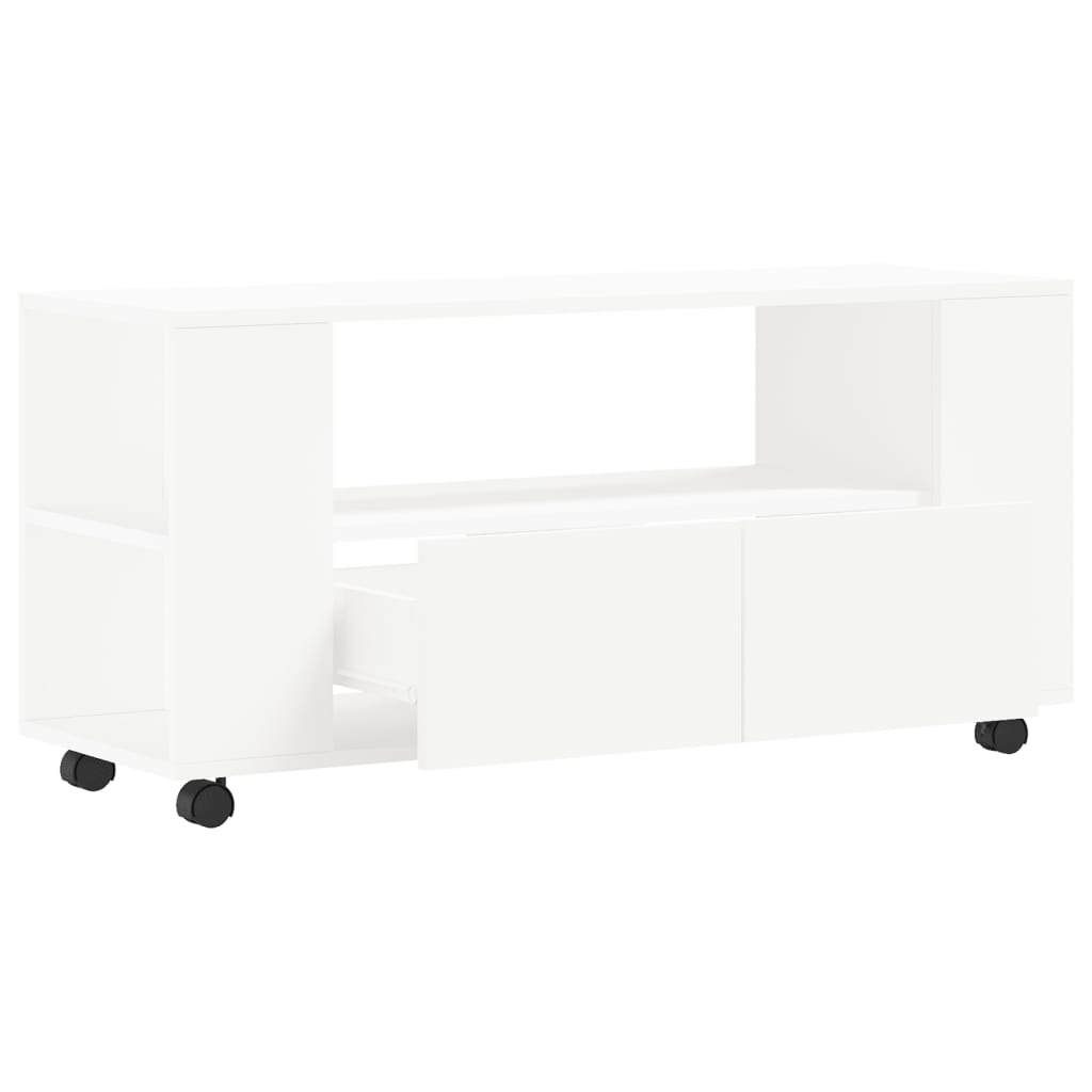 fehér szerelt fa TV-szekrény 102x34,5x43 cm