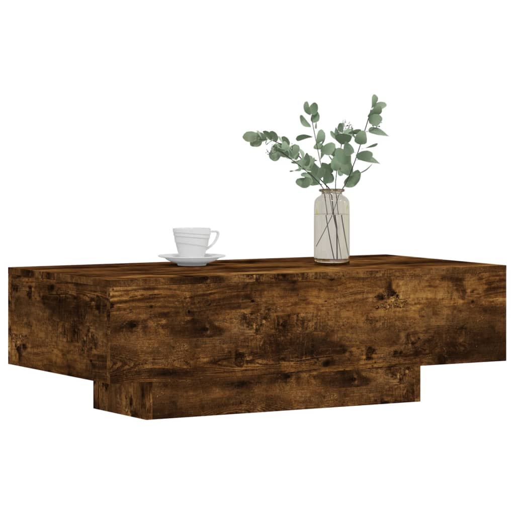 füstös tölgy színű szerelt fa dohányzóasztal 100x49,5x31 cm