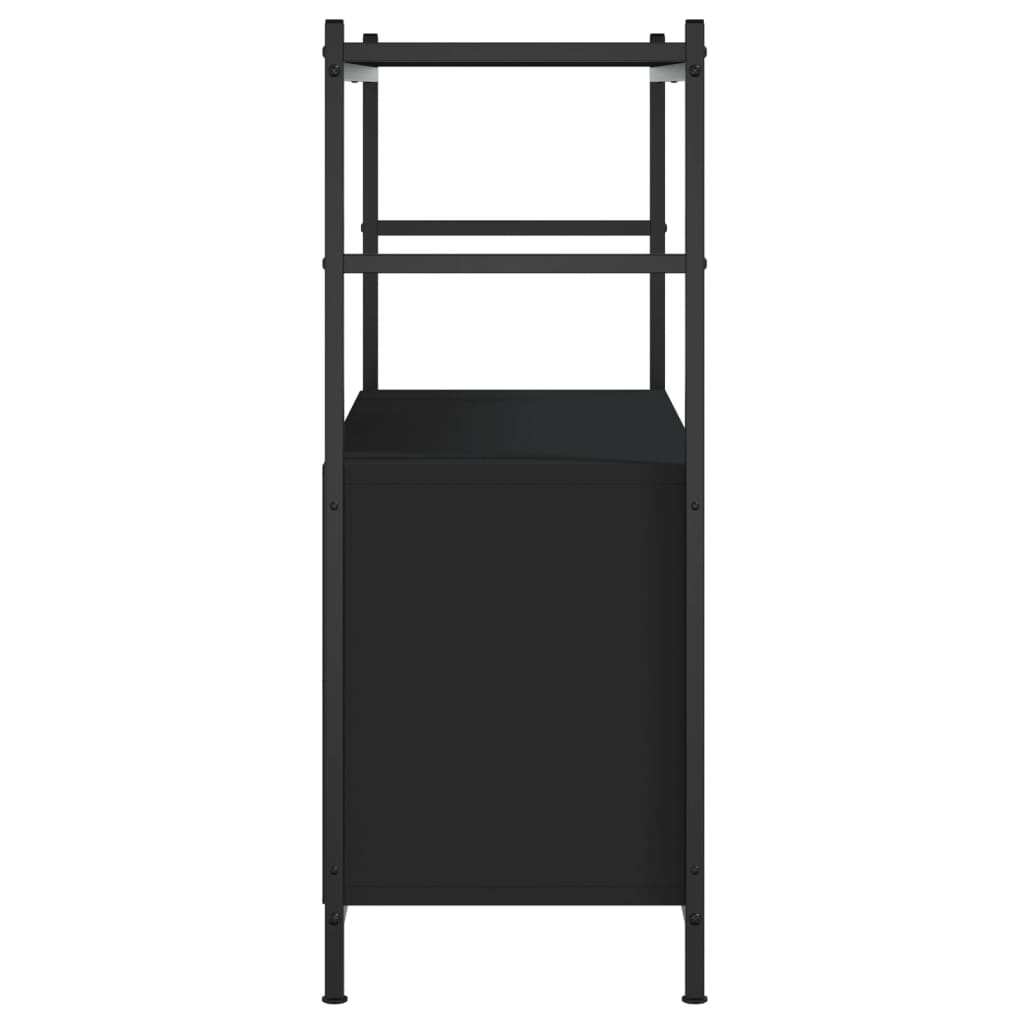 fekete szerelt fa és vas könyvespolc 80 x 30 x 78,5 cm