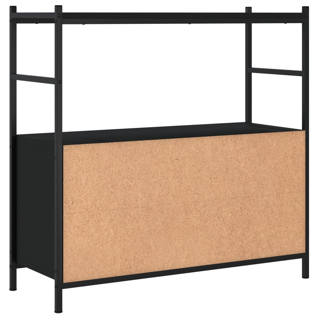 fekete szerelt fa és vas könyvespolc 80 x 30 x 78,5 cm
