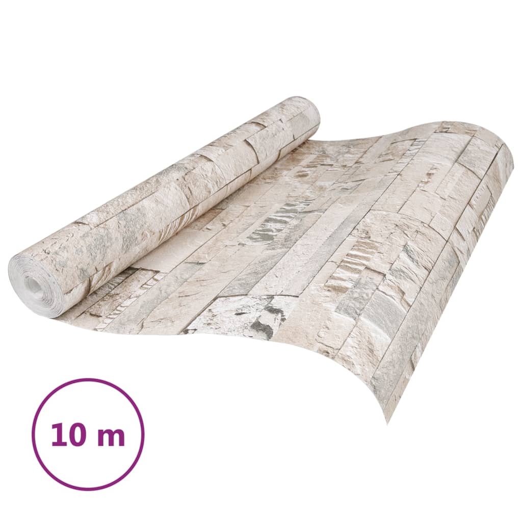 szürke és bézs kőhatású nem szőtt 3D tapéta 10 x 0,53 m