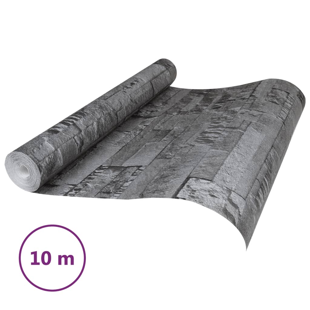 fekete kőhatású nem szőtt 3D tapéta 10 x 0,53 m
