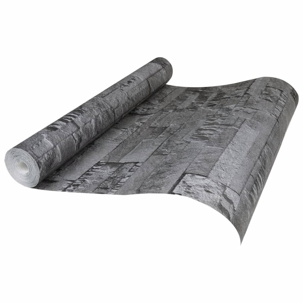 fekete kőhatású nem szőtt 3D tapéta 10 x 0,53 m