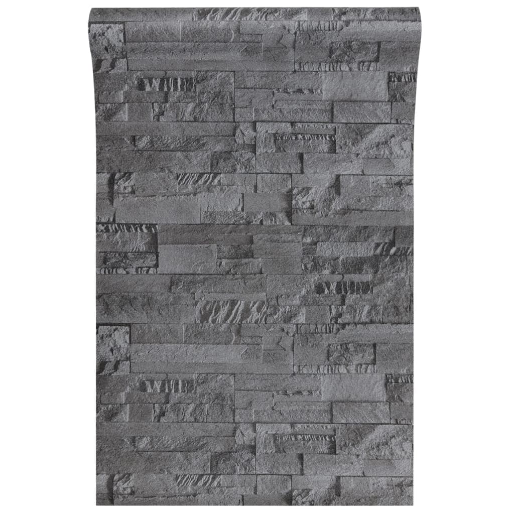fekete kőhatású nem szőtt 3D tapéta 10 x 0,53 m