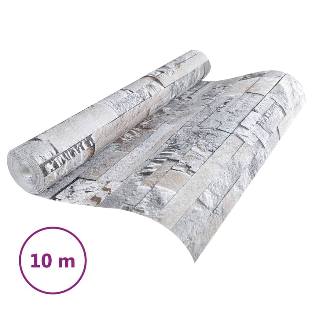 szürke és barna kőhatású nem szőtt 3D tapéta 10 x 0,53 m