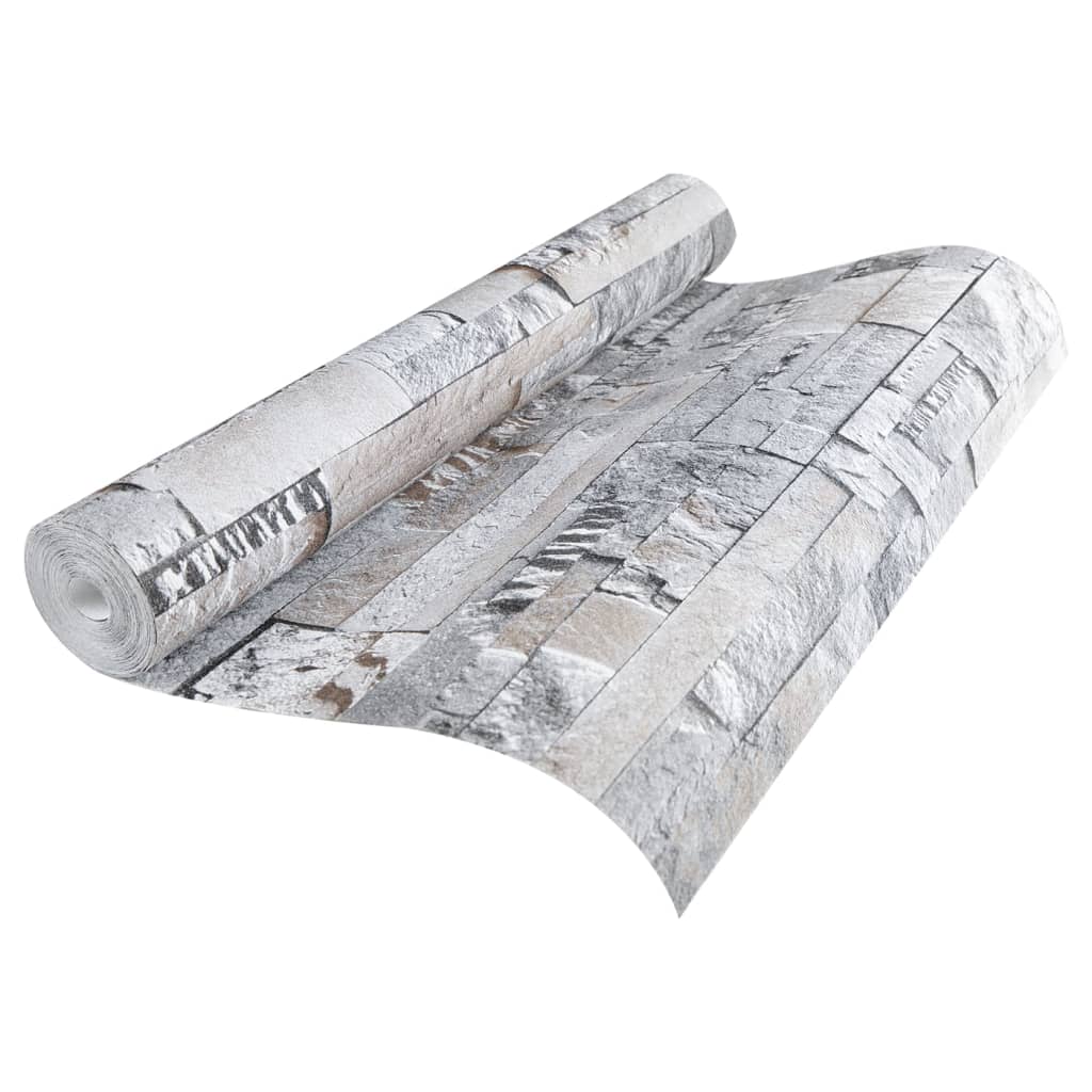 szürke és barna kőhatású nem szőtt 3D tapéta 10 x 0,53 m