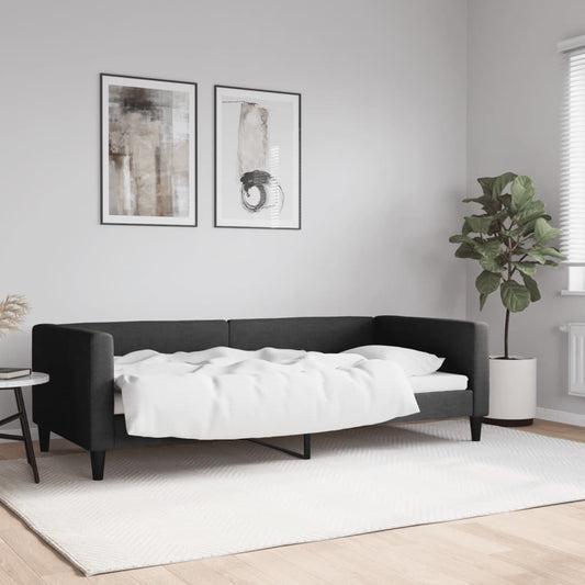 fekete szövet kanapéágy 90 x 200 cm