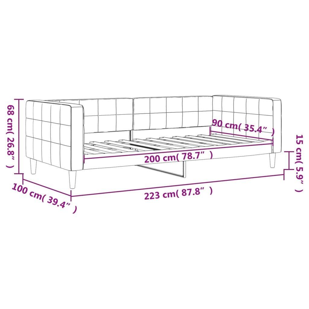 sötétszürke bársony kanapéágy 90x200 cm