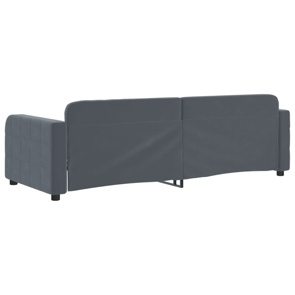 sötétszürke bársony kanapéágy 80 x 200 cm