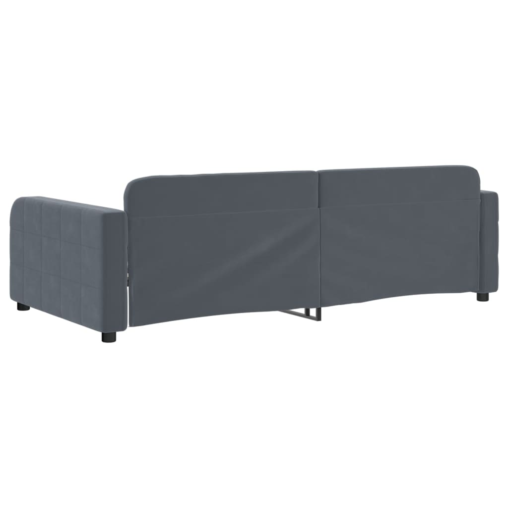 sötétszürke bársony kanapéágy 90x200 cm