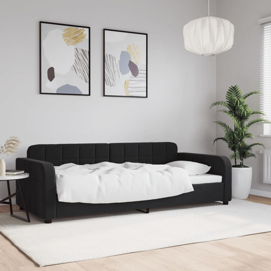 fekete bársony kanapéágy 90 x 200 cm