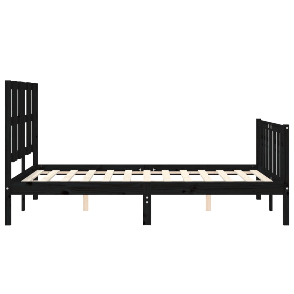 fekete tömör fa ágykeret fejtámlával 140 x 190 cm